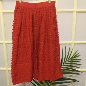J. Crew Red Midi Skirt